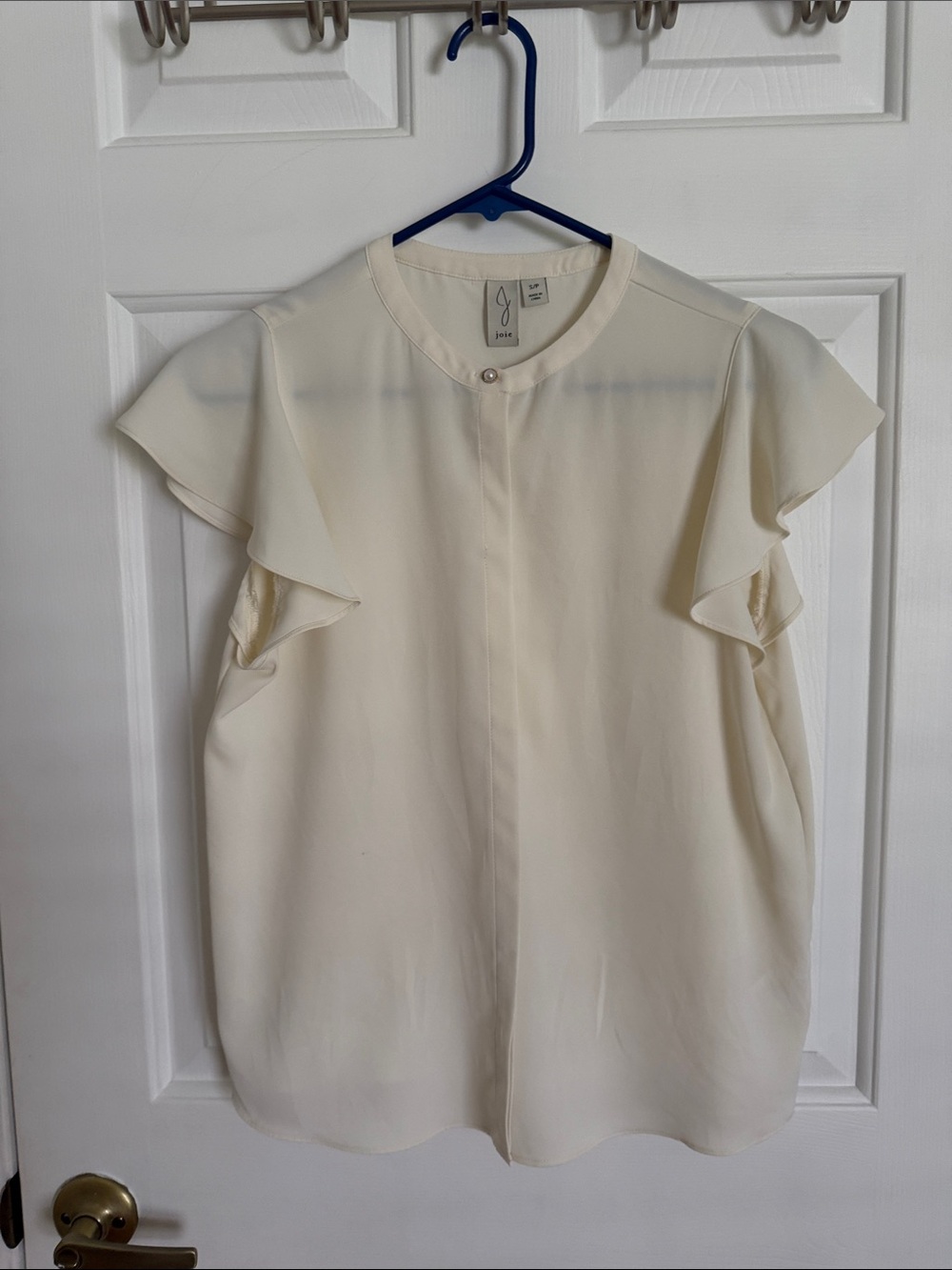 Joie Cream Ruffle Sleeve Blouse